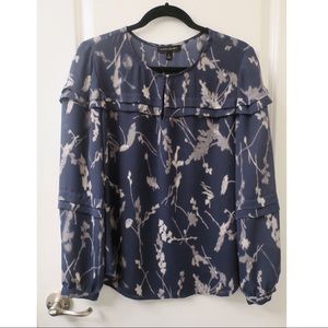 Banana Republic Blue Ruffle Top with Keyhole